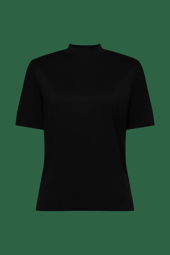 T-shirt en jersey à col droit, BLACK, detail image number 5