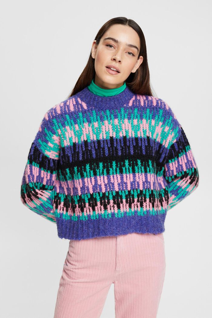 ESPRIT – Pull-over en laine épaisse mélangée multicolore sur notre boutique  en ligne