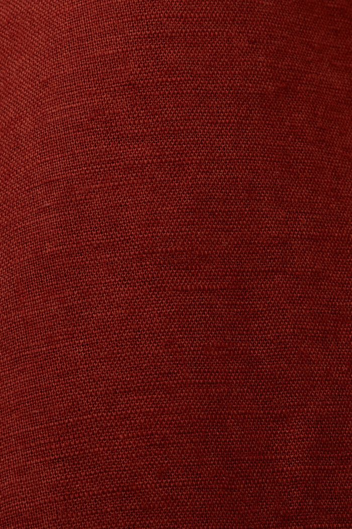 Robe-chemise CURVY à ceinture, mélange de lin et de coton, TERRACOTTA, detail image number 4