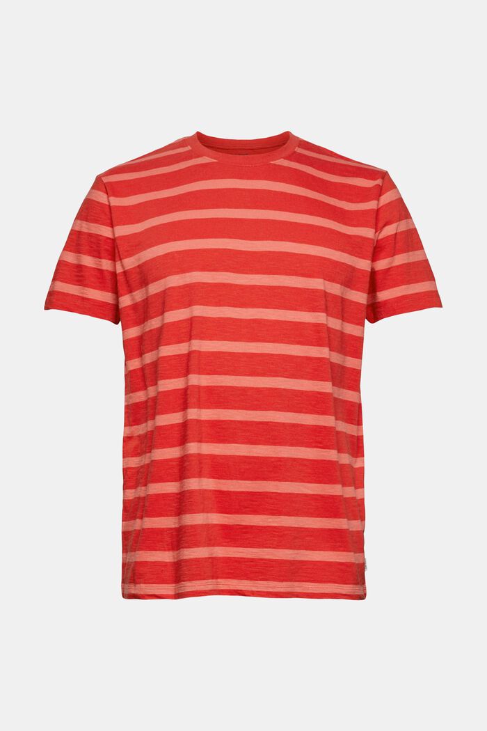 T-shirt en jersey rayé, RED ORANGE, overview