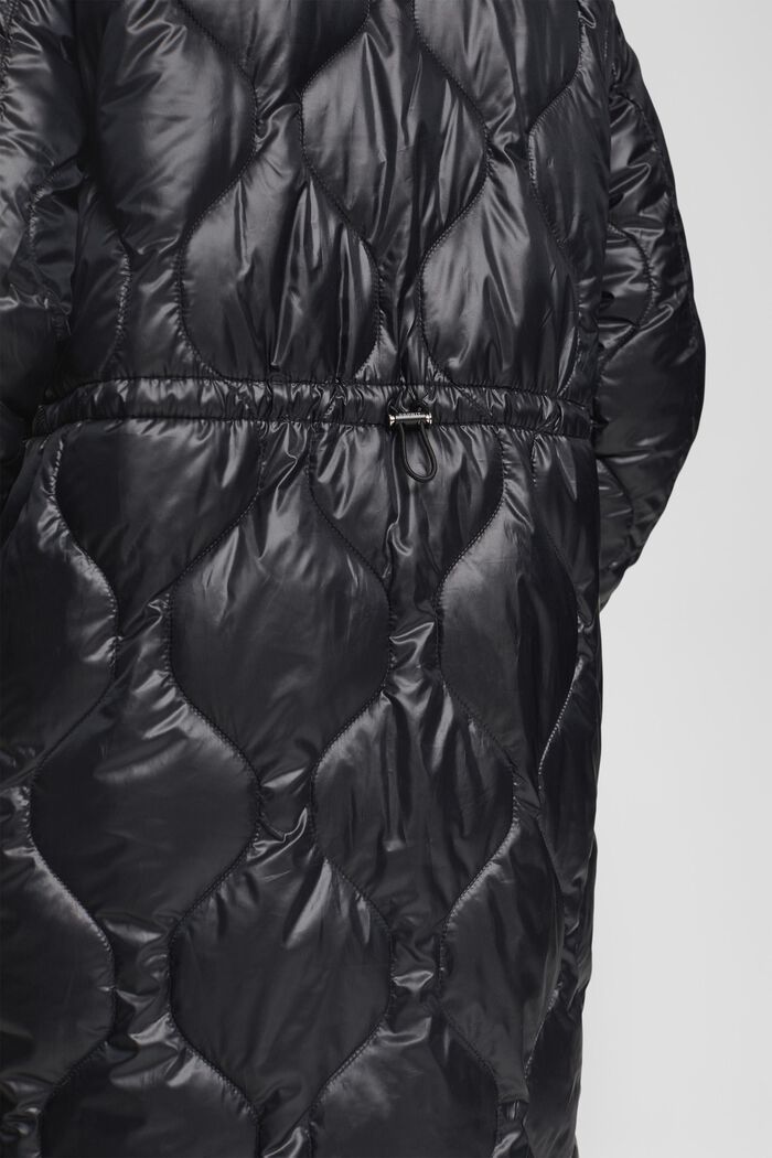 Manteau matelassé à col en maille côtelée, BLACK, detail image number 4