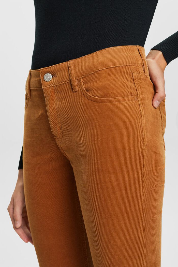 Pantalon slim en velours côtelé à taille mi-haute, CARAMEL, detail image number 2