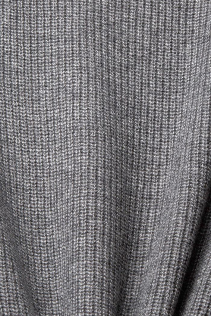 Pull sans manches en maille côtelée de laine mélangée, MEDIUM GREY, detail image number 1
