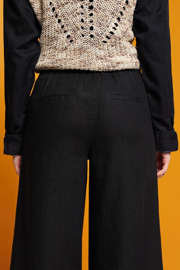 Pantalon large en lin, BLACK, detail image number 2