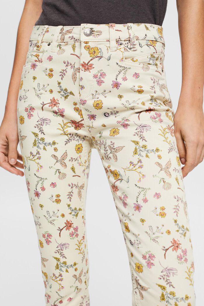 Pantalon stretch à imprimé à fleurs, CREAM BEIGE, detail image number 2