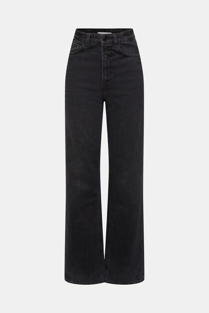 Jean Straight Fit style années 80, 100 % coton, BLACK DARK WASHED, overview