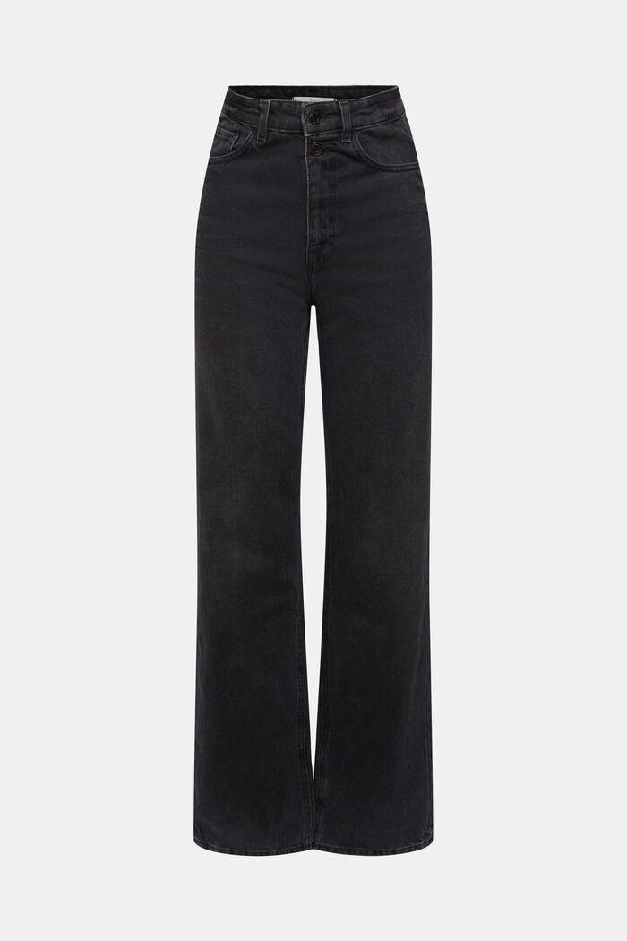 Jean Straight Fit style années 80, 100 % coton, BLACK DARK WASHED, detail image number 8