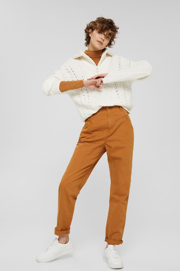 Pantalon taille haute, coton biologique, BARK, detail image number 1