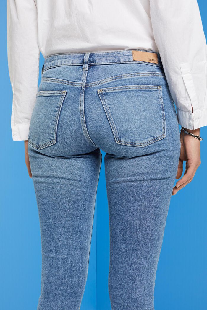 Jean de coupe Skinny Fit à taille mi-haute doté de poches zippées, BLUE LIGHT WASHED, detail image number 4
