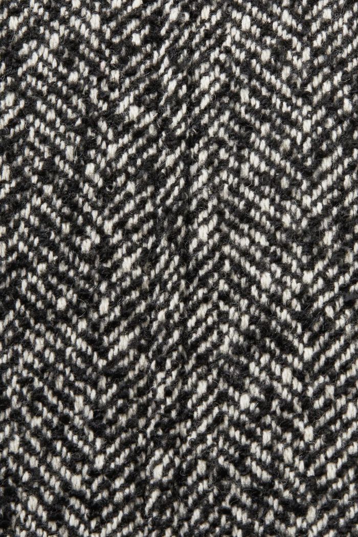 Manteau en laine mélangée à chevrons, BLACK, detail image number 4