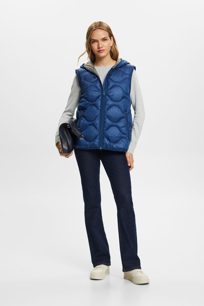 Recyclée : la veste transformable matelassée à capuche, GREY BLUE, detail image number 1