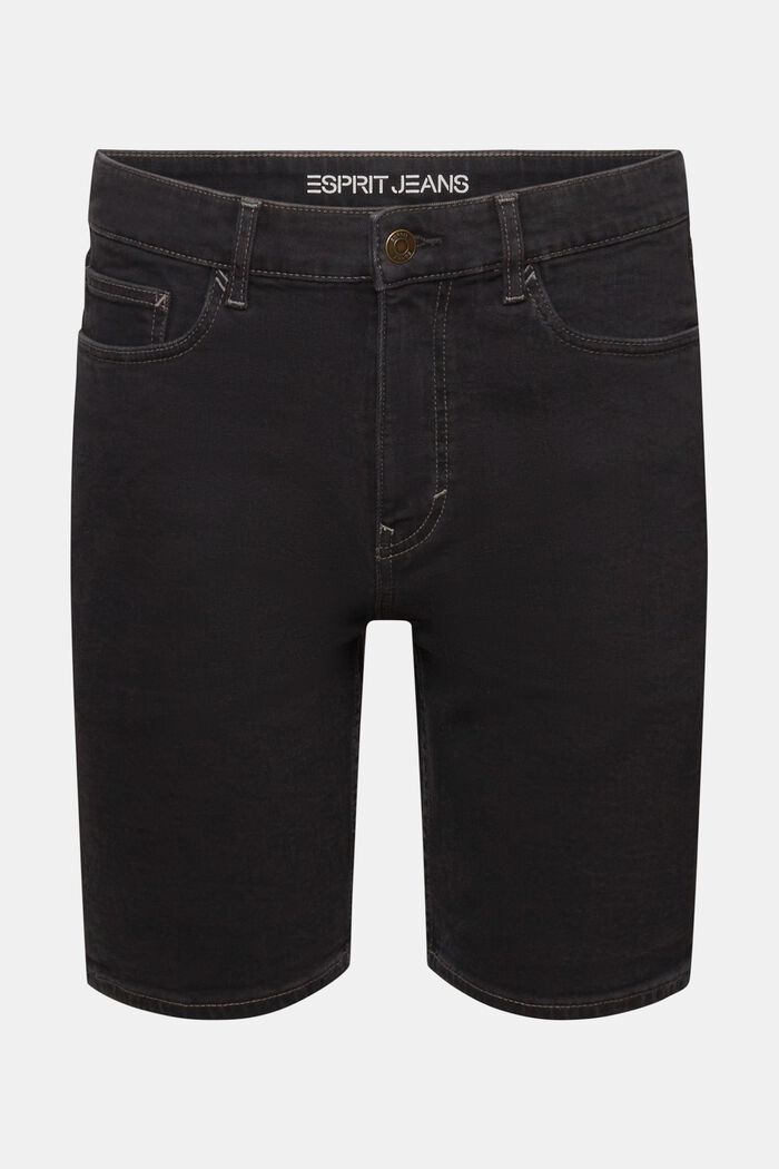 Short en jean droit à taille mi-haute, BLACK DARK WASHED, detail image number 7
