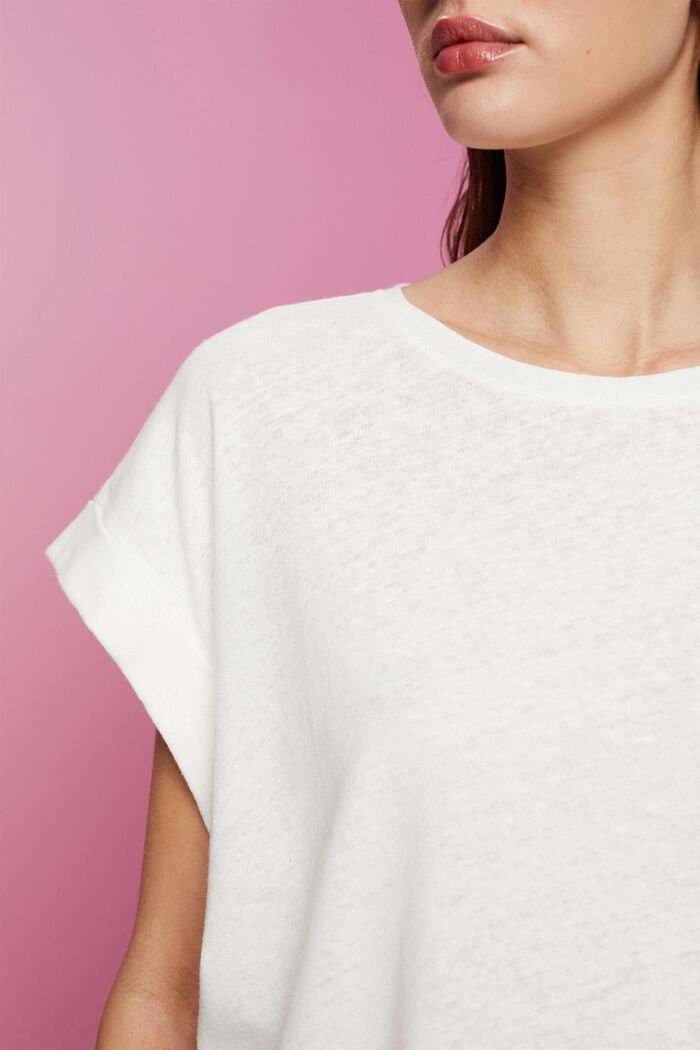 T-shirt en mélange de coton et lin, OFF WHITE, detail image number 2