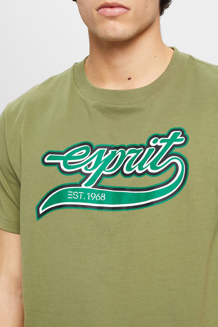 T-shirt en coton à logo rétro imprimé, OLIVE, detail image number 2