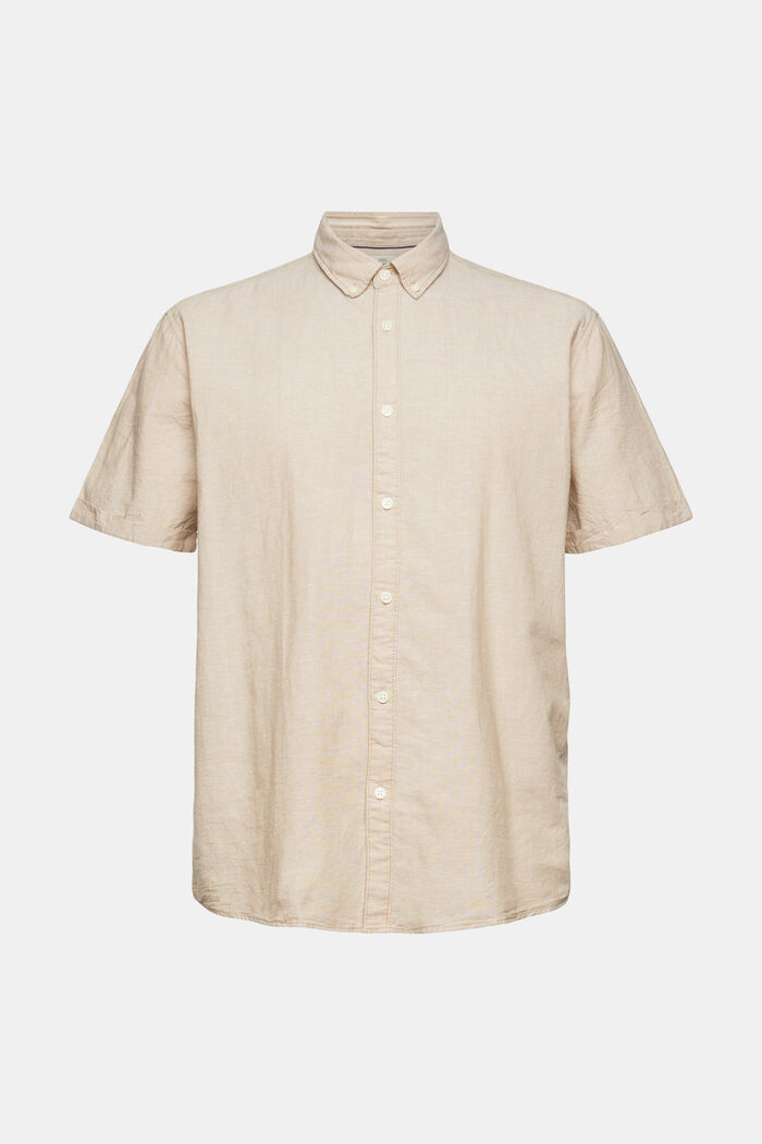 À teneur en lin : la chemise à col boutonné et manches courtes, SAND, overview