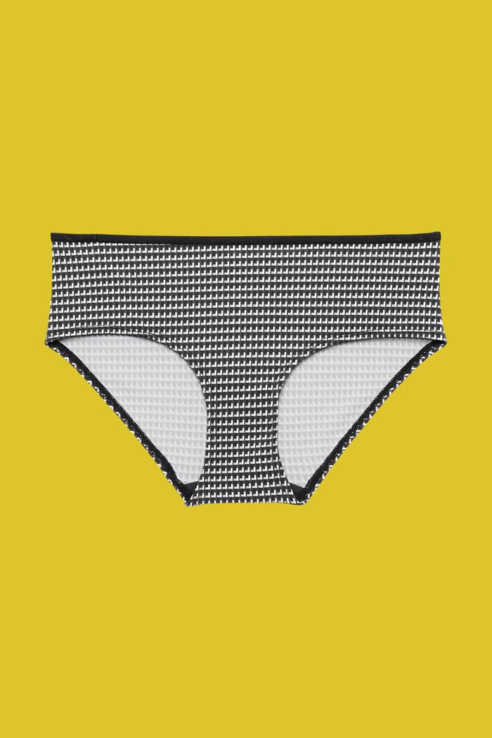 Bas de bikini taille basse à imprimé géométrique, BLACK, detail image number 4