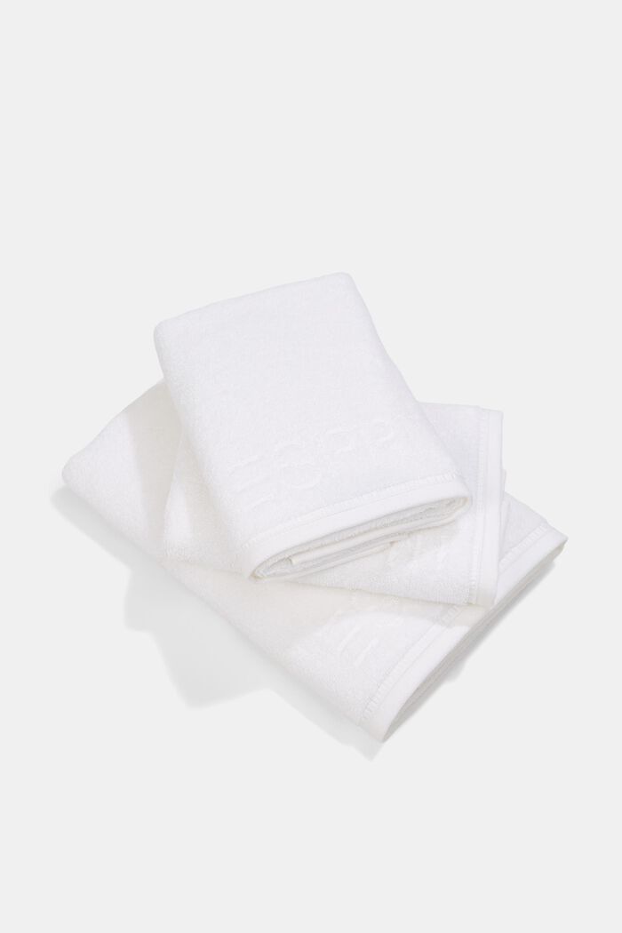 À teneur en TENCEL™ : le lot de 3 serviettes en tissu éponge, WHITE, detail image number 0