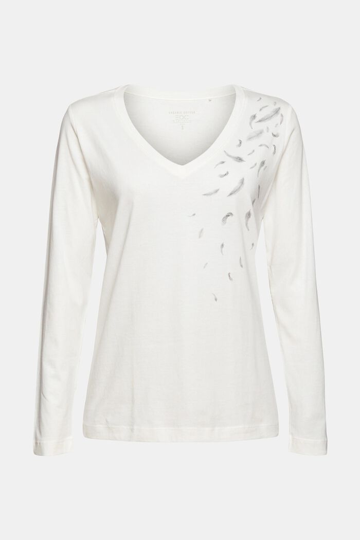 T-shirt à manches longues et imprimé, 100 % coton, OFF WHITE, detail image number 7