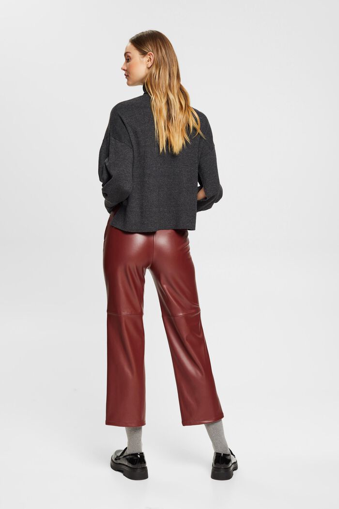Pantalon en similicuir à la coupe raccourcie, BORDEAUX RED, detail image number 4