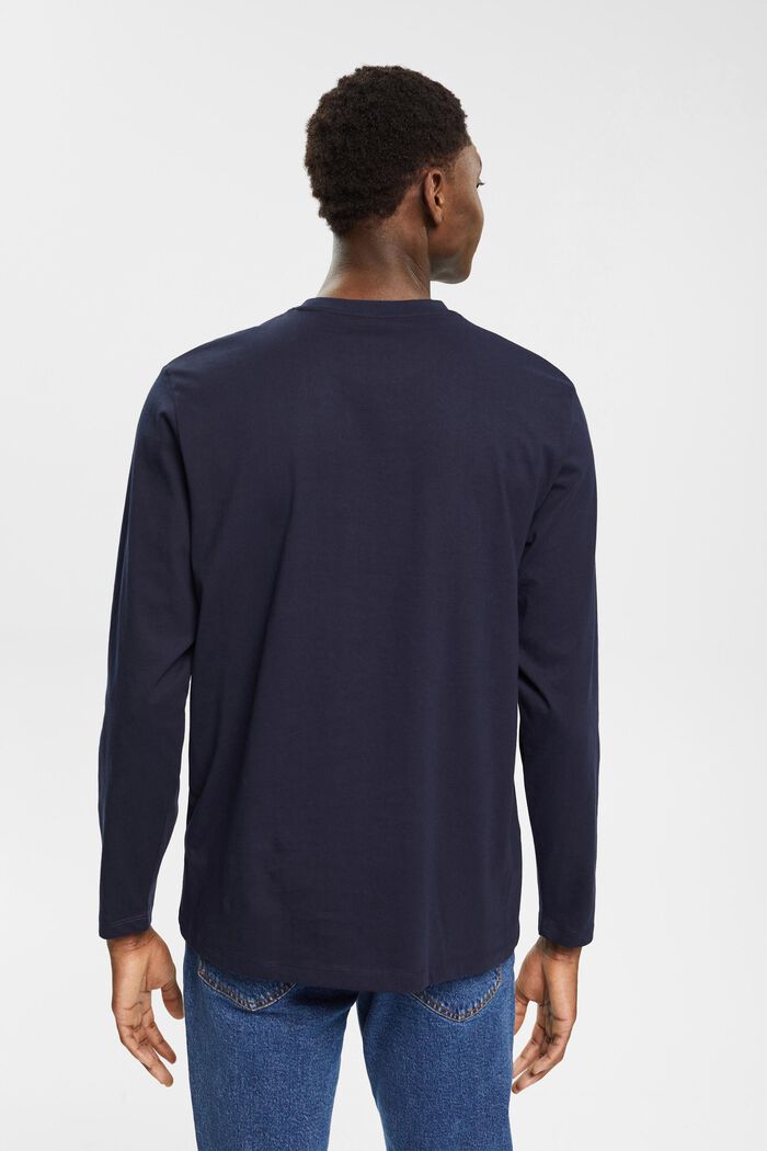 T-shirt à manches longues en jersey, 100 % coton, NAVY, detail image number 3