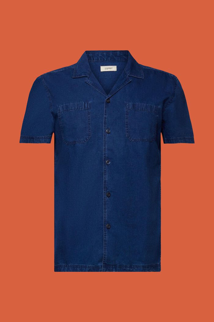 Chemise à manches courtes en jean, 100 % coton, BLUE LIGHT WASHED, detail image number 7