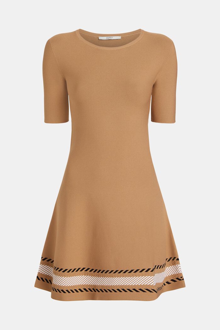 Mini-robe en maille sans couture, CAMEL, overview