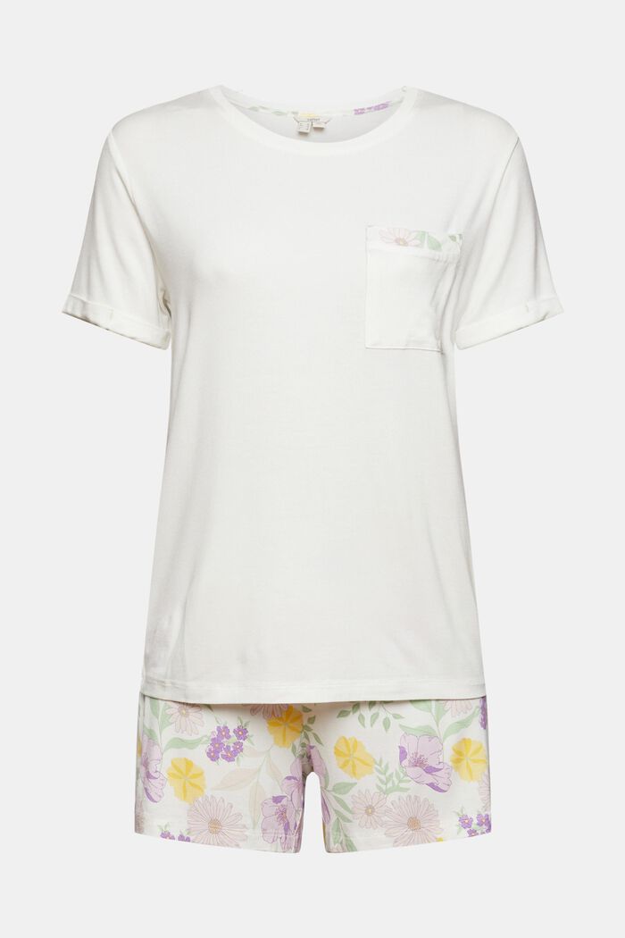 Ensemble pyjama à pantalon court, en LENZING™ ECOVERO™, OFF WHITE, detail image number 6