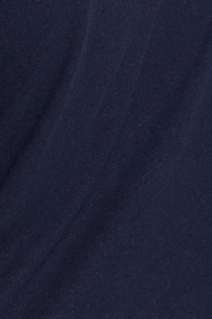 T-shirt à encolure ronde, mélange de coton et de lin, NAVY, detail image number 5