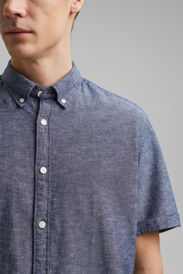 Lin et coton biologique : la chemise à manches courtes, NAVY, detail image number 2