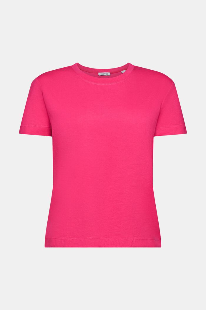 T-shirt à encolure ronde en coton, PINK FUCHSIA, detail image number 5