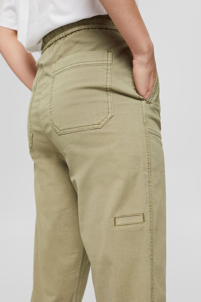 Pantalon stretch à taille élastique, coton biologique, LIGHT KHAKI, detail image number 6