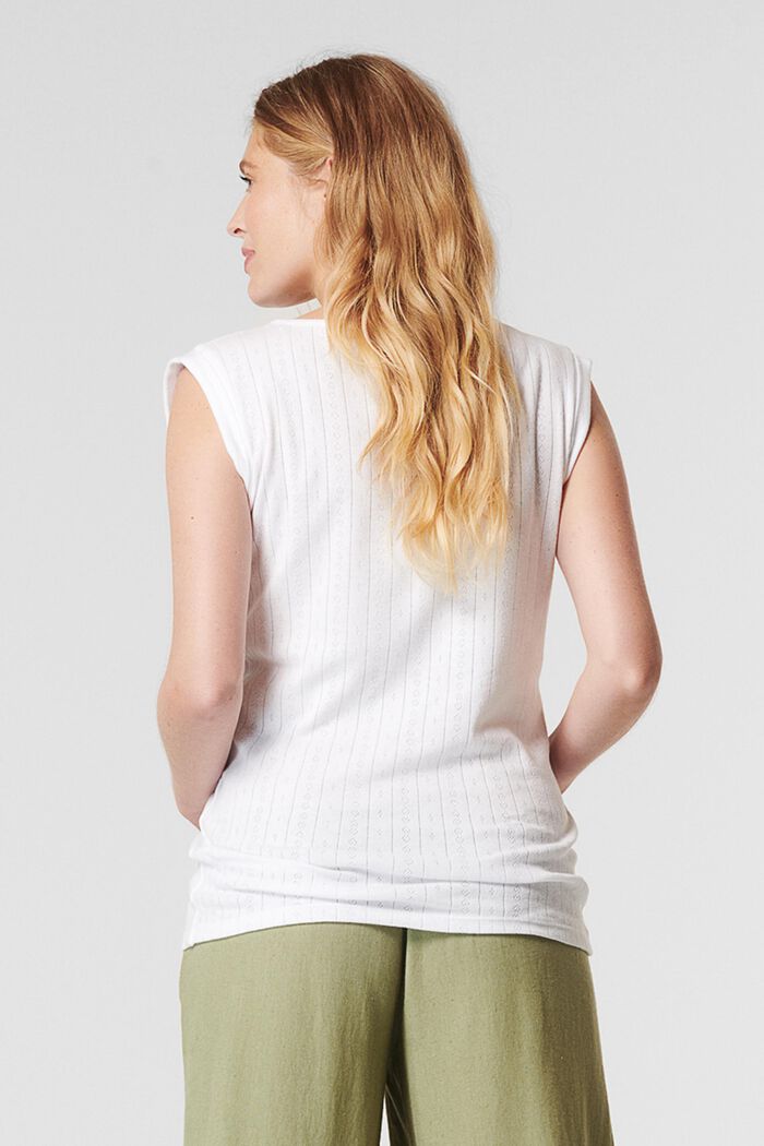 T-shirt à fin motif ajouré, coton biologique, BRIGHT WHITE, detail image number 2