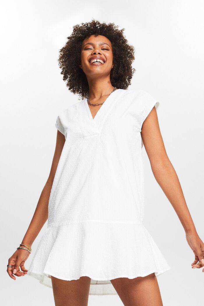 Mini-robe sans manches à basque, WHITE, detail image number 0