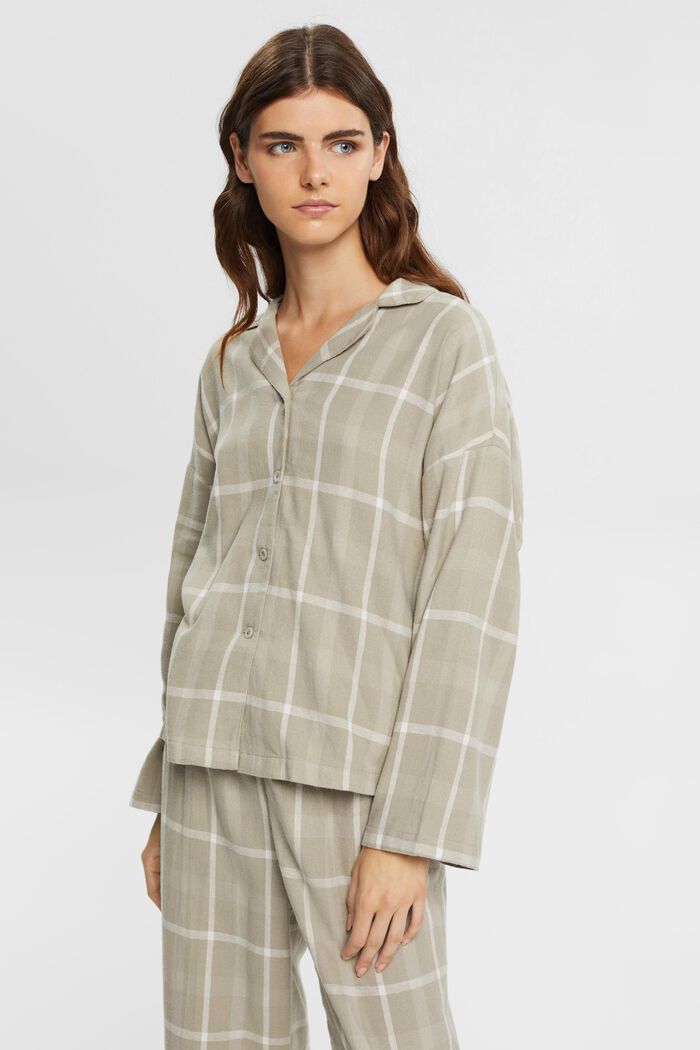 Ensemble de pyjama à carreaux en flanelle, LIGHT KHAKI, detail image number 0