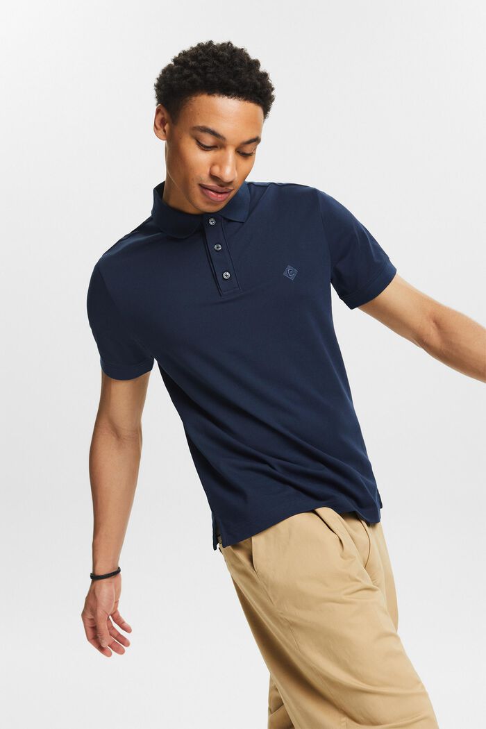 Polo à logo, NAVY, detail image number 4