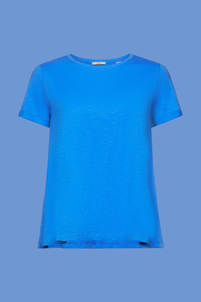 T-shirt basique à encolure ronde, 100 % coton, BRIGHT BLUE, detail image number 6