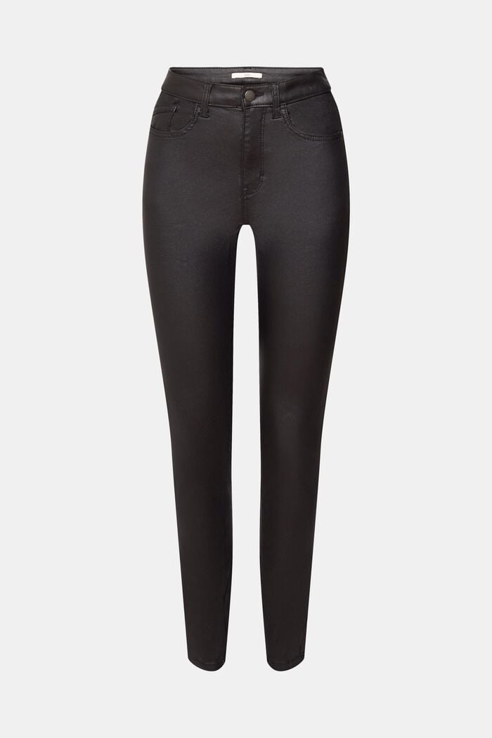 Pantalon enduit à taille haute, BLACK, detail image number 6