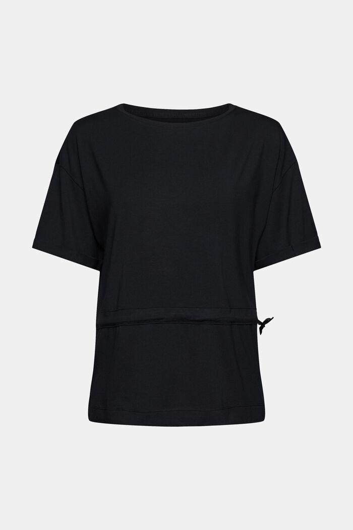 À teneur en TENCEL™ : le t-shirt à cordon de serrage, BLACK, overview