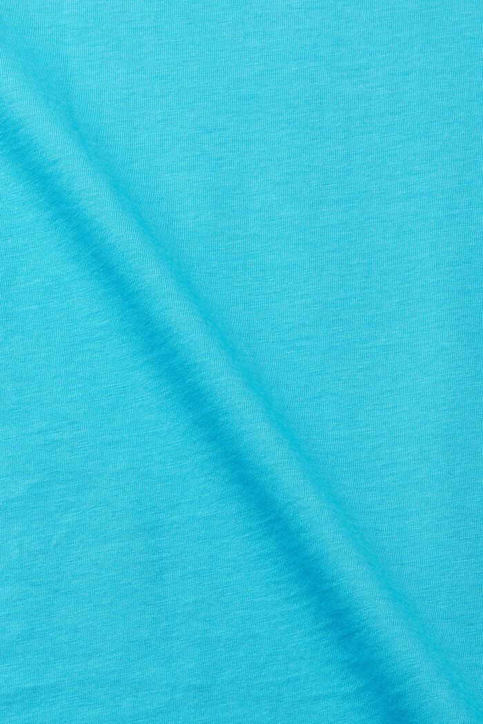 T-shirt en coton à encolure en V de coupe Slim Fit, AQUA GREEN, detail image number 4